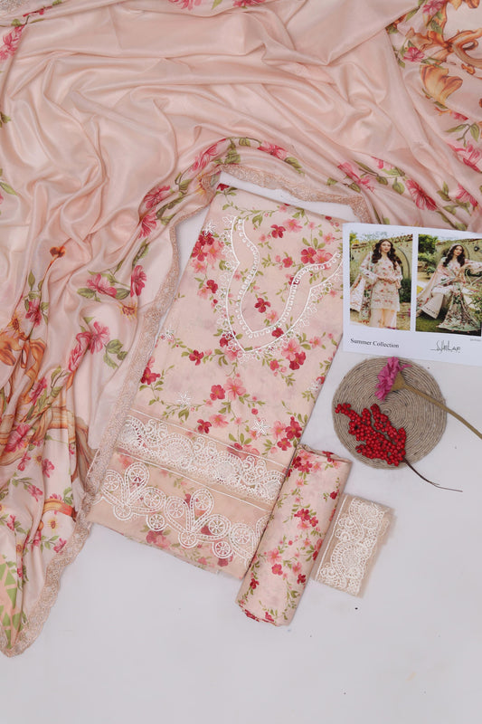 Summer Collection 2026 Lawn 3-Piece Suit – Embroidered swiss voil dupatta Elaf