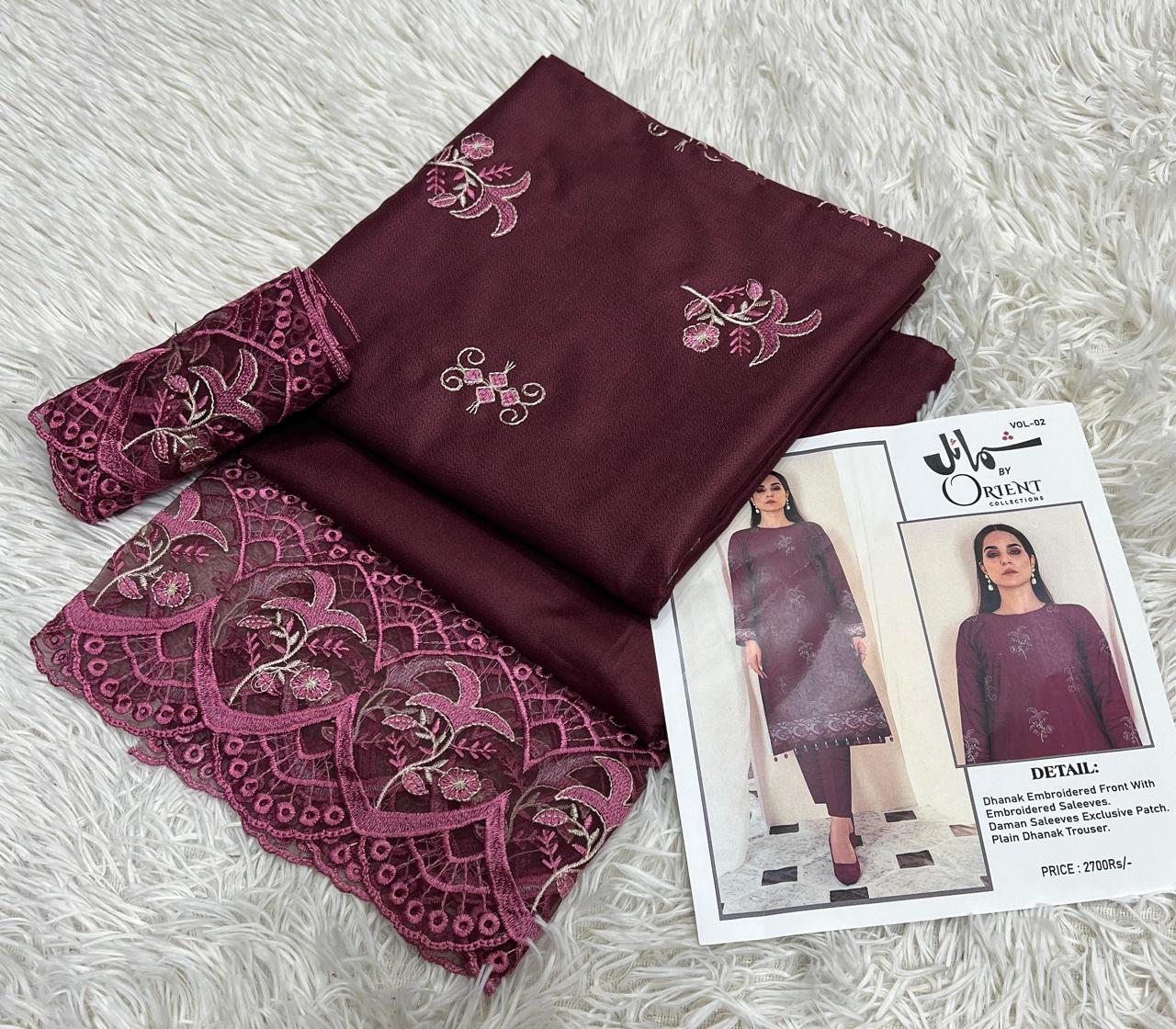 Orient Dhanak Vol–01 | Shumail Embroidered Winter Collection 2025 – Premium 2-Piece Suit