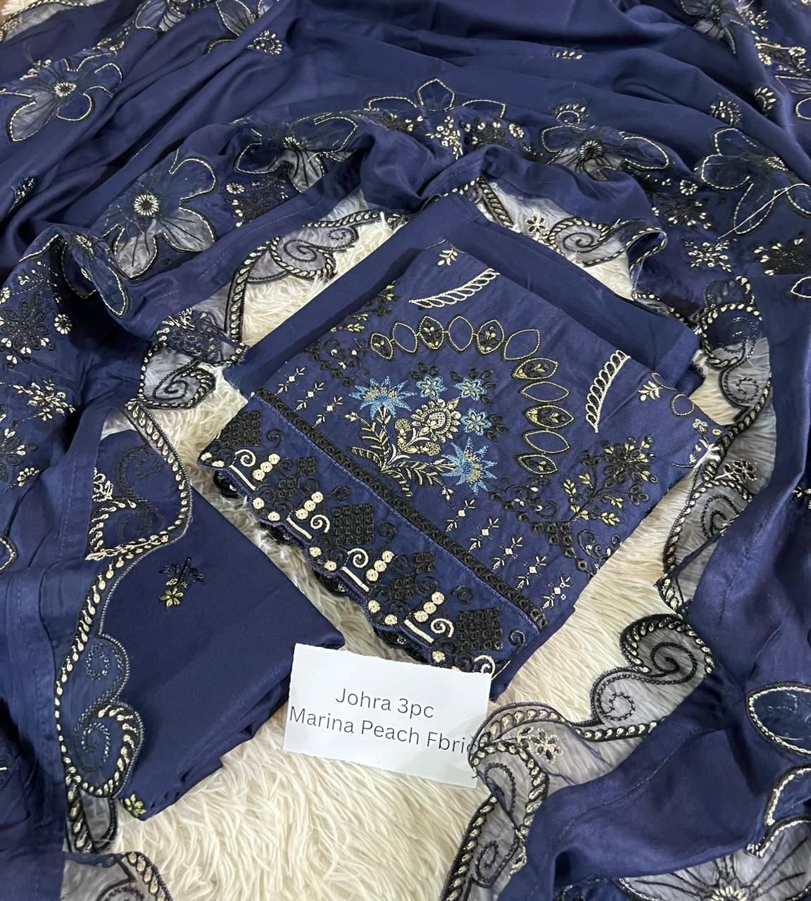 Johra Marina Peach 3-Piece Winter Collection 2025 – Heavy Embroidered Suit with Laser Cut Shawl