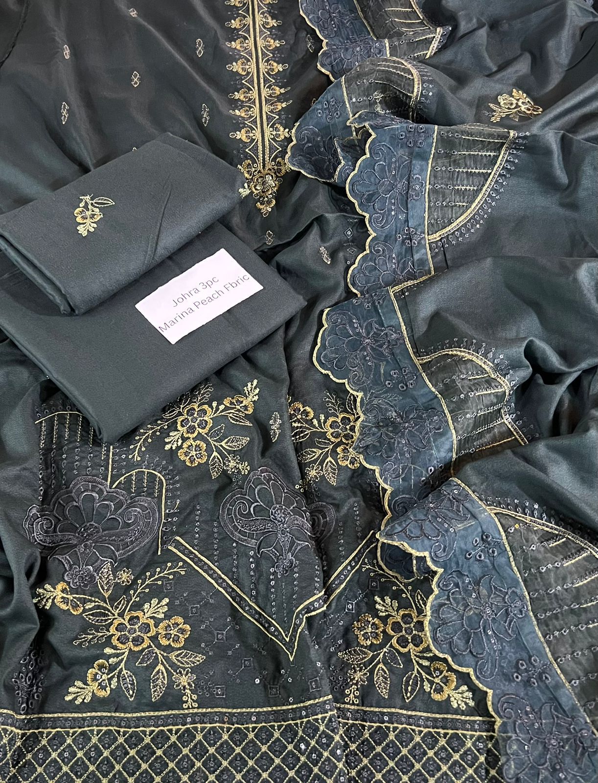 Johra Marina Peach 3-Piece Winter Collection 2025 – Heavy Embroidered Suit with Laser Cut Shawl