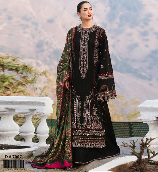 Hussain Rehar Pure Airjet Lawn 3-Piece 2025 – Heavy Embroidered Designer Suit with Swiss Voil Dupatta