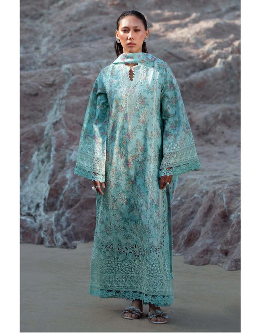 Summer Collection 2026 Lawn 3-Piece Suit – Embroidered Chiffon Dupatta Afrozeh