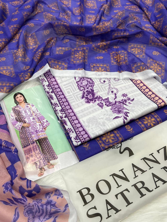 Bonanza Satrangi Lawn 3PC Collection 2026 – Original Outlet Stock