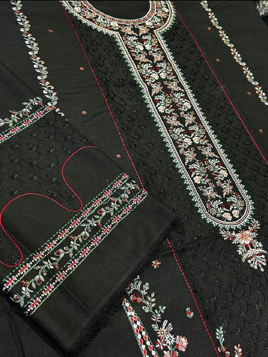 Hussain Rehar Pure Airjet Lawn 3-Piece 2025 – Heavy Embroidered Designer Suit with Swiss Voil Dupatta