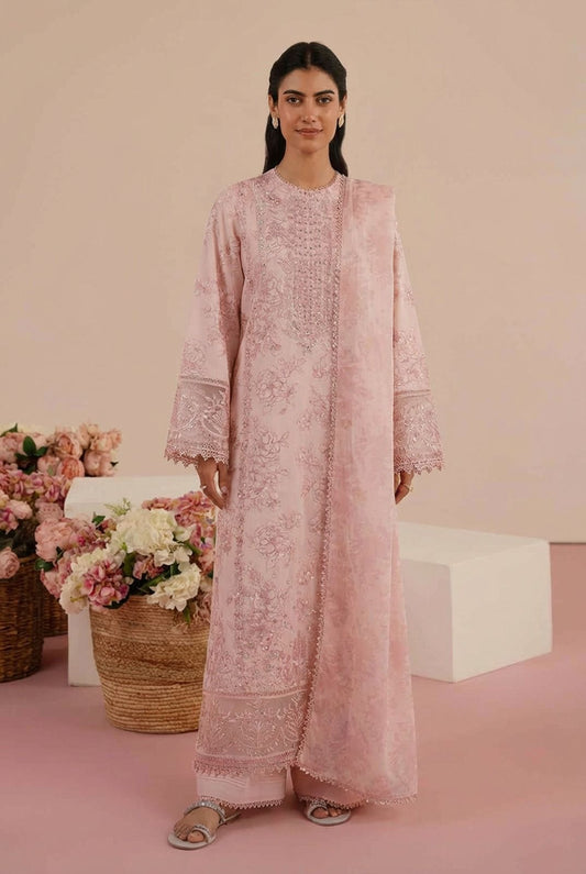 Summer Collection 2026 Lawn 3-Piece Suit – Embroidered Chiffon Dupatta Afrozeh