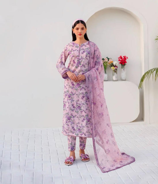 Summer Collection 2026 Lawn 3-Piece Suit – Embroidered chiffon embroidered dupatta Farasha