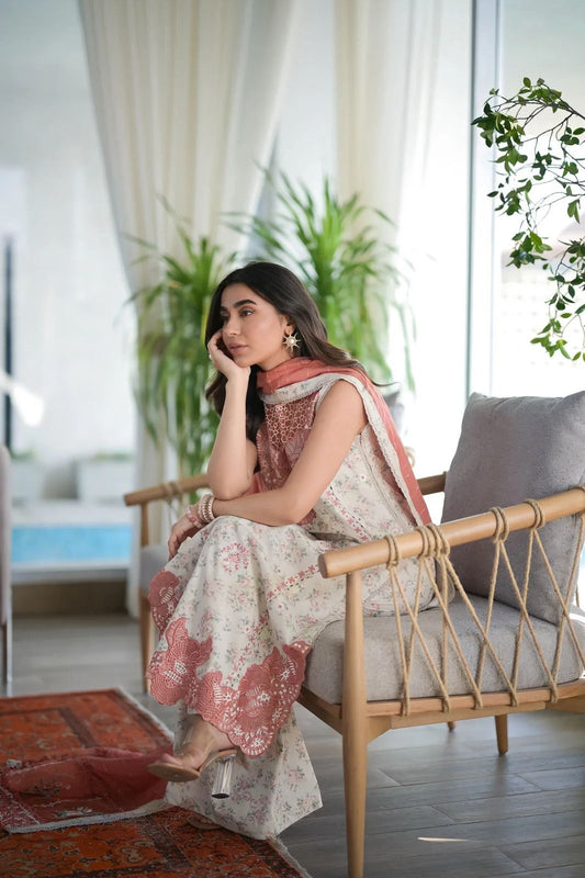 Summer Collection 2026 Lawn 3-Piece Suit – Embroidered chiffon embroidered dupatta zaib