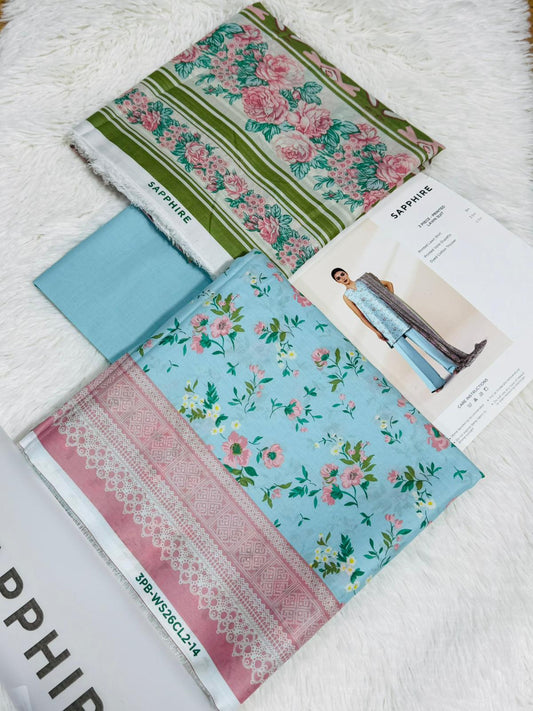 Sapphire Lawn 2026 Vol 1 3-Piece Suit – Printed Lawn Shirt with Dupatta & Trouser
